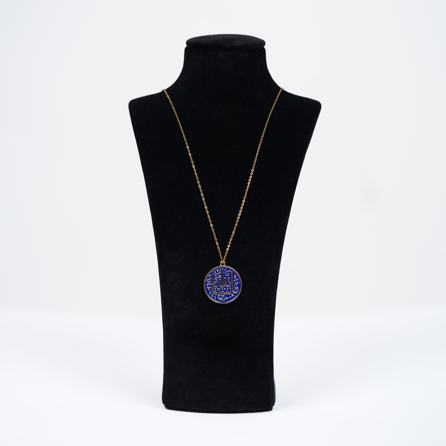 Satellite Gold Necklace with Blue Mashallah Pendent