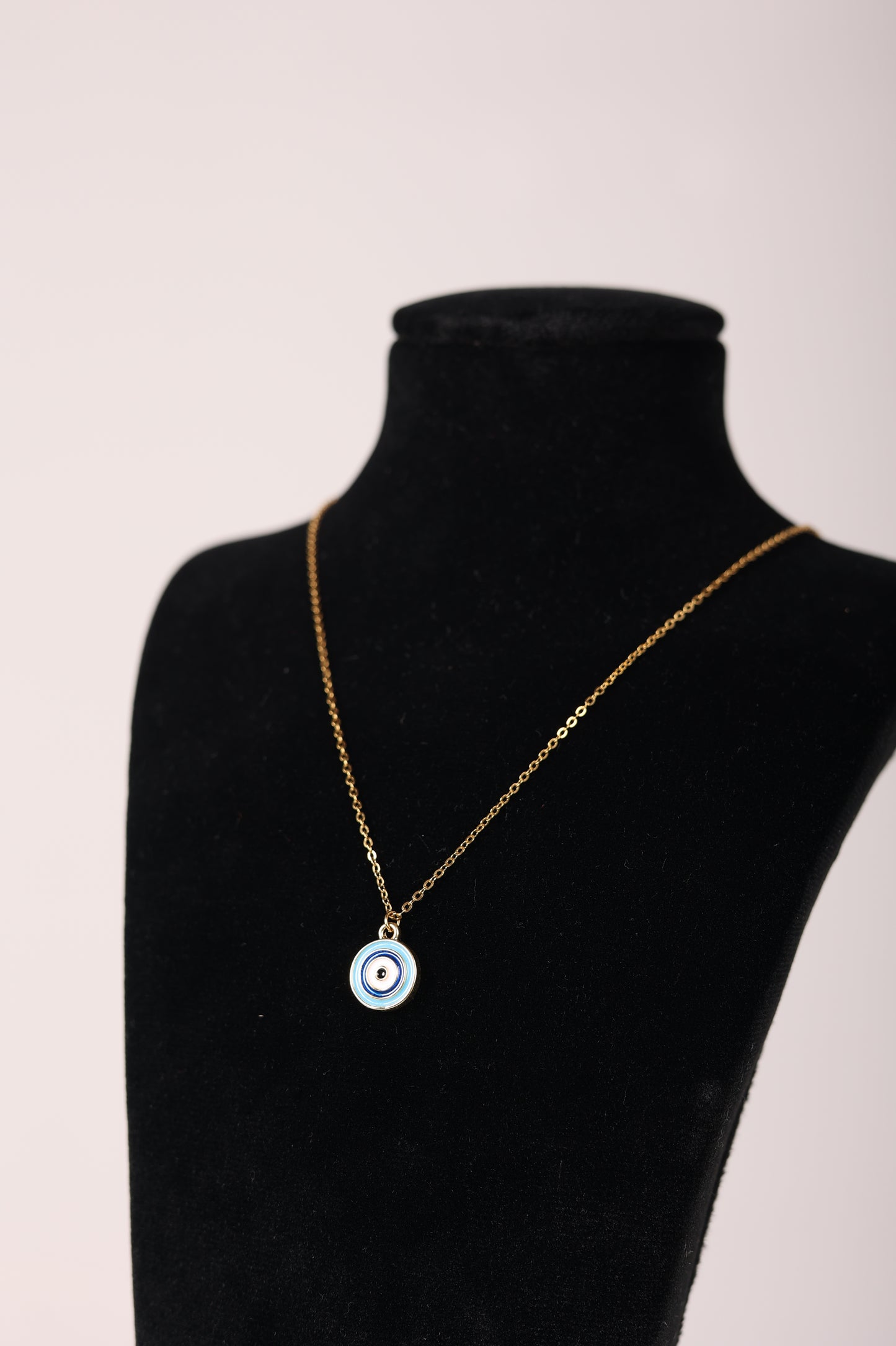 Satellite Gold Necklace with Blue Evil Eye Pendant