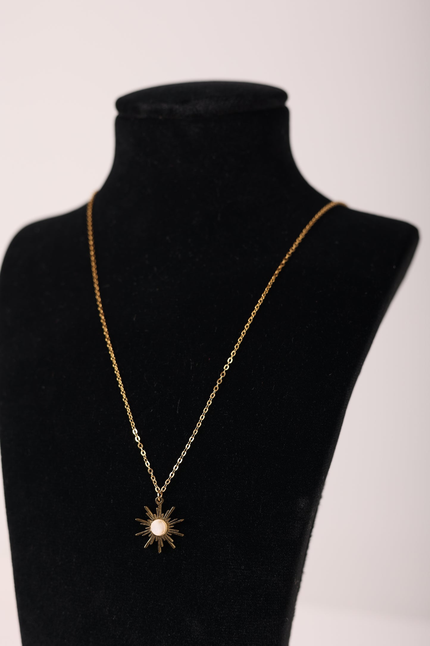 Satellite Gold Necklace with Gold Sun Pendant