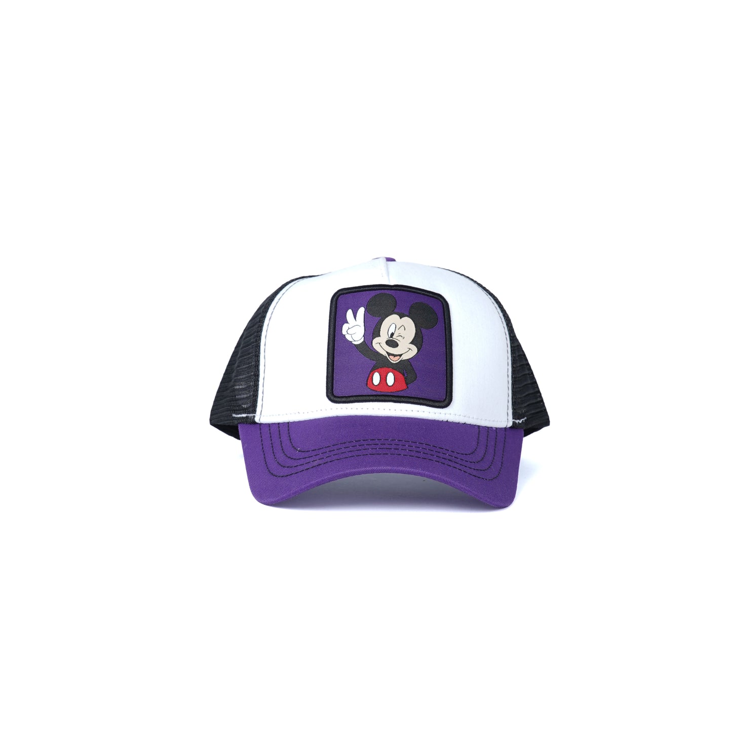 Unisex Mesh Cap with Printed Mickey Mouse (White / Purple)