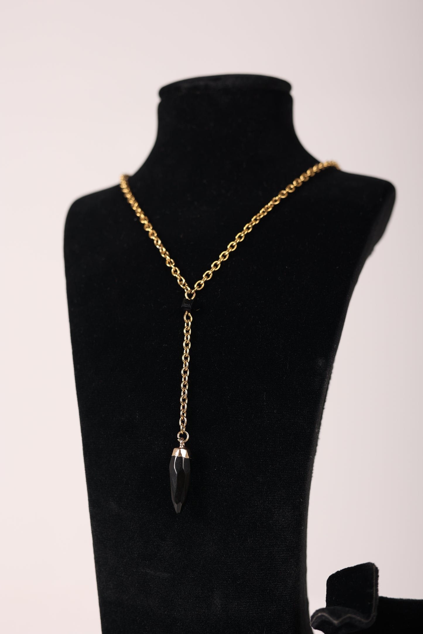 Satellite Gold Necklace With Black Stone Pendant