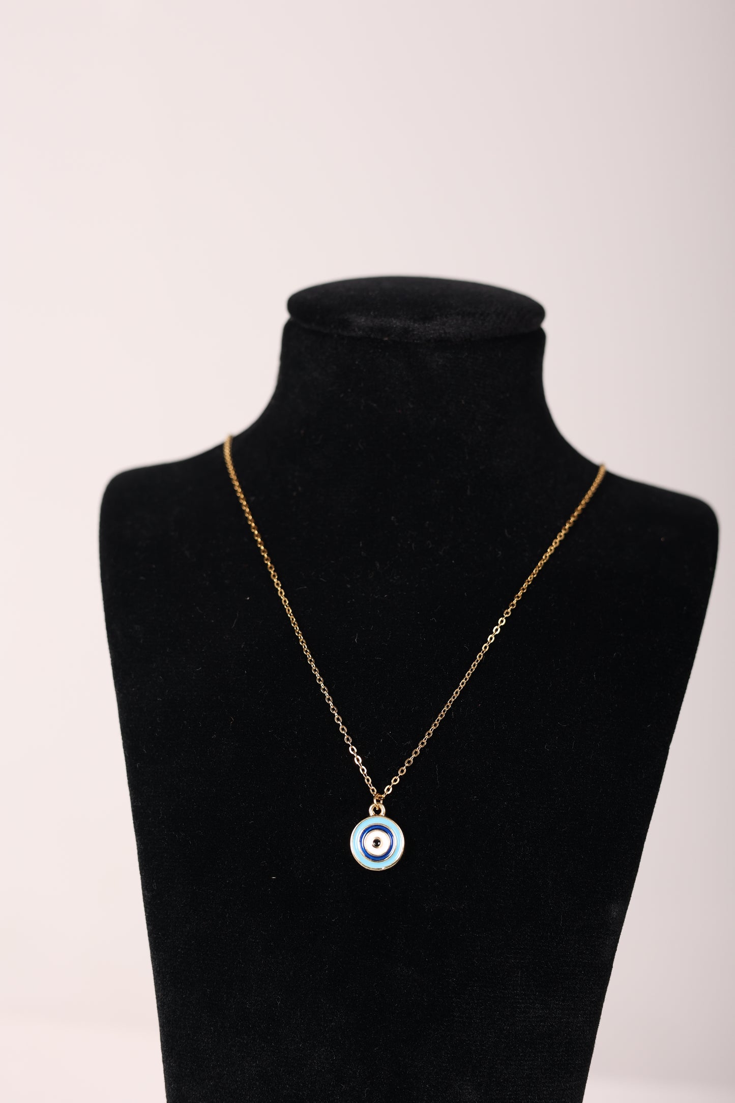 Satellite Gold Necklace with Blue Evil Eye Pendant