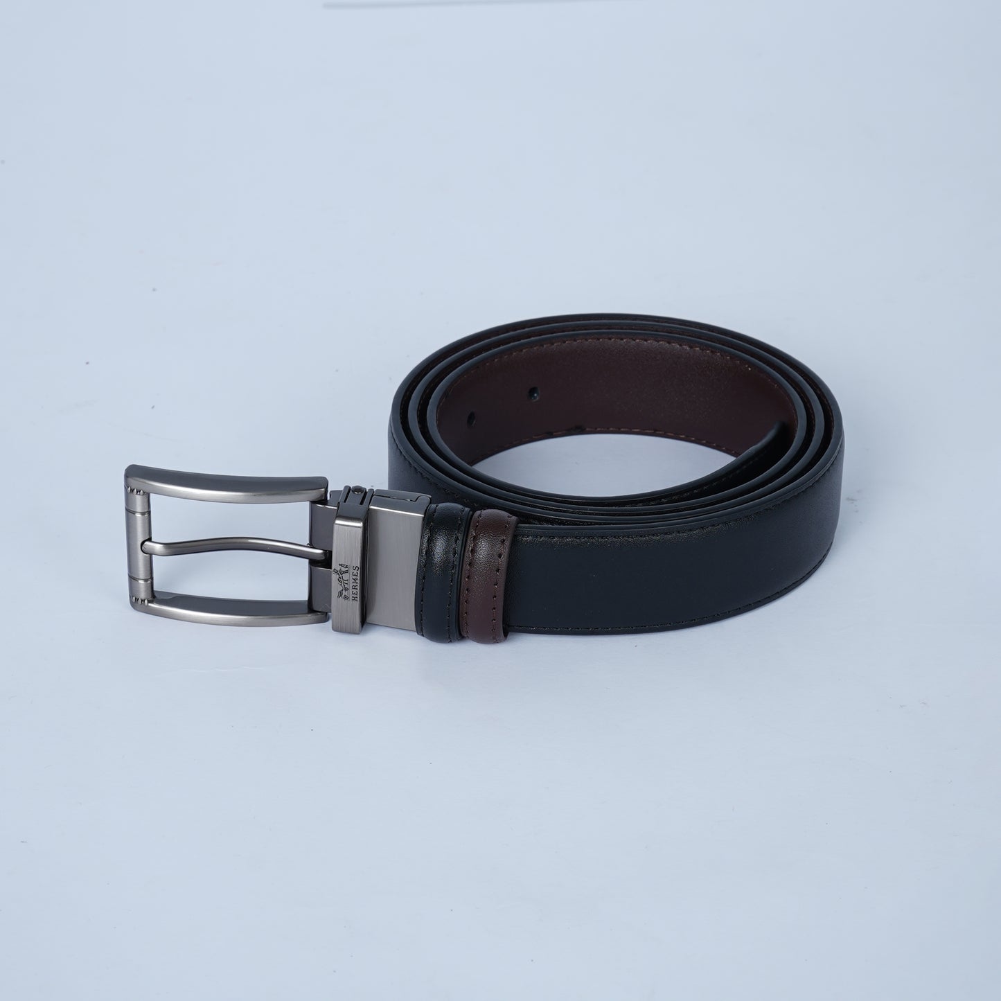 Leather Belt Hermes Double Face ( Black / Brown )