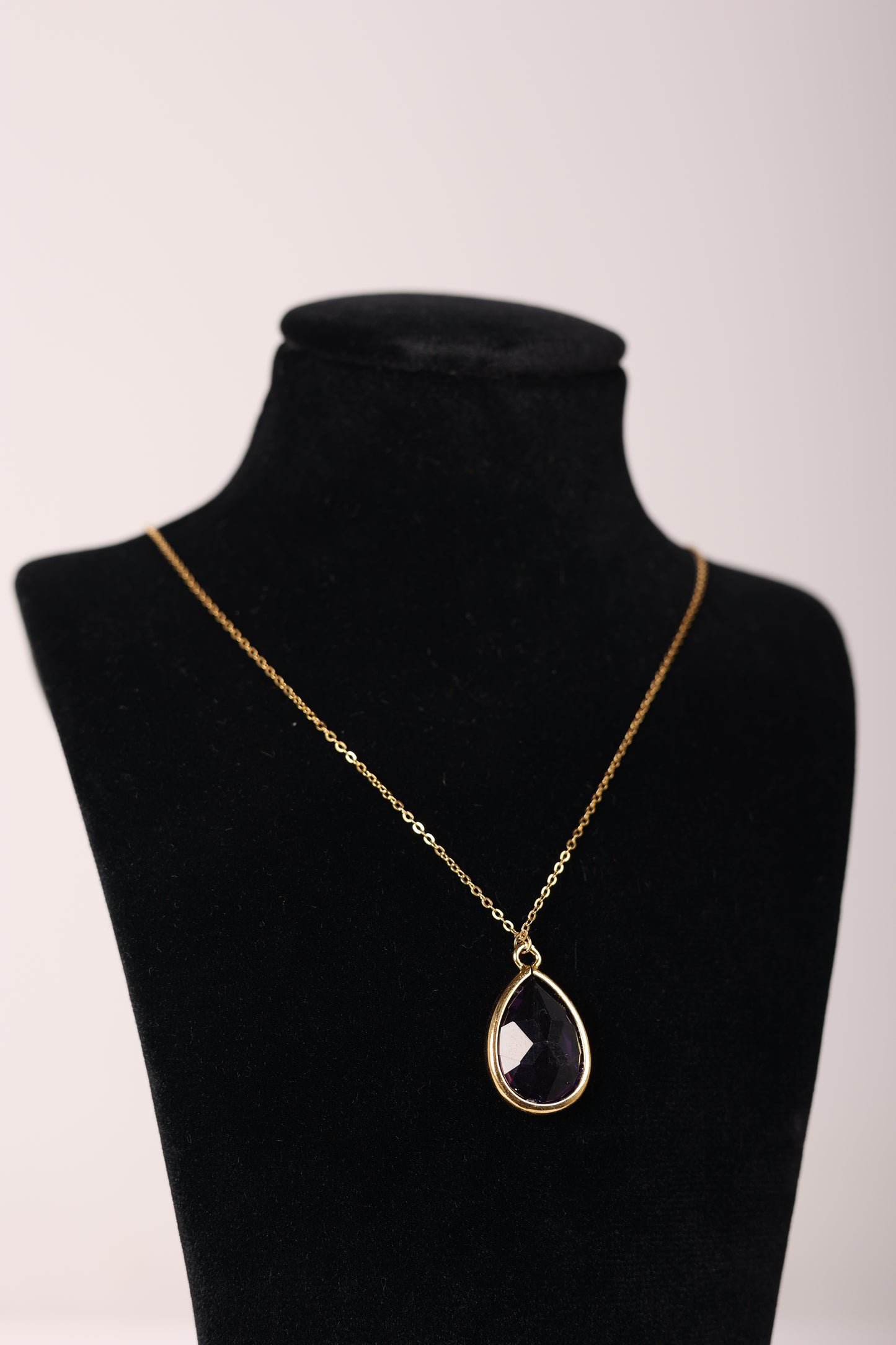 Satellite Gold Necklace with purple Stone Pendant