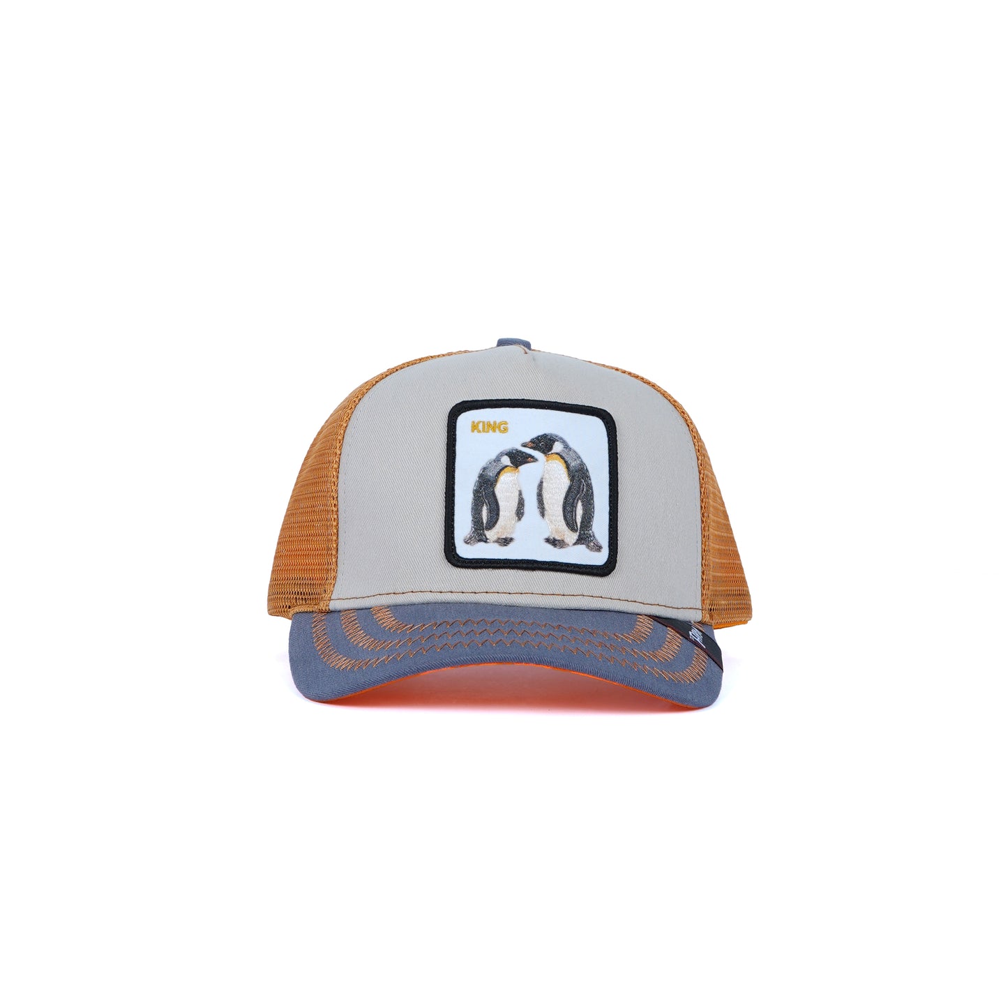 Unisex Mesh Cap with King Penguin (Beige, Navy & Dark Orange)