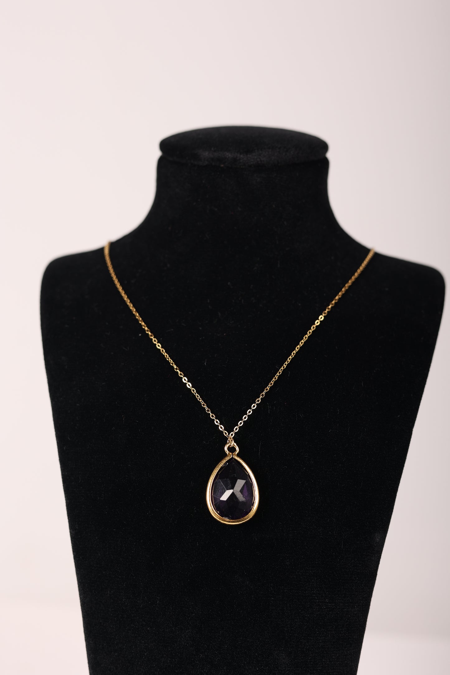 Satellite Gold Necklace with purple Stone Pendant