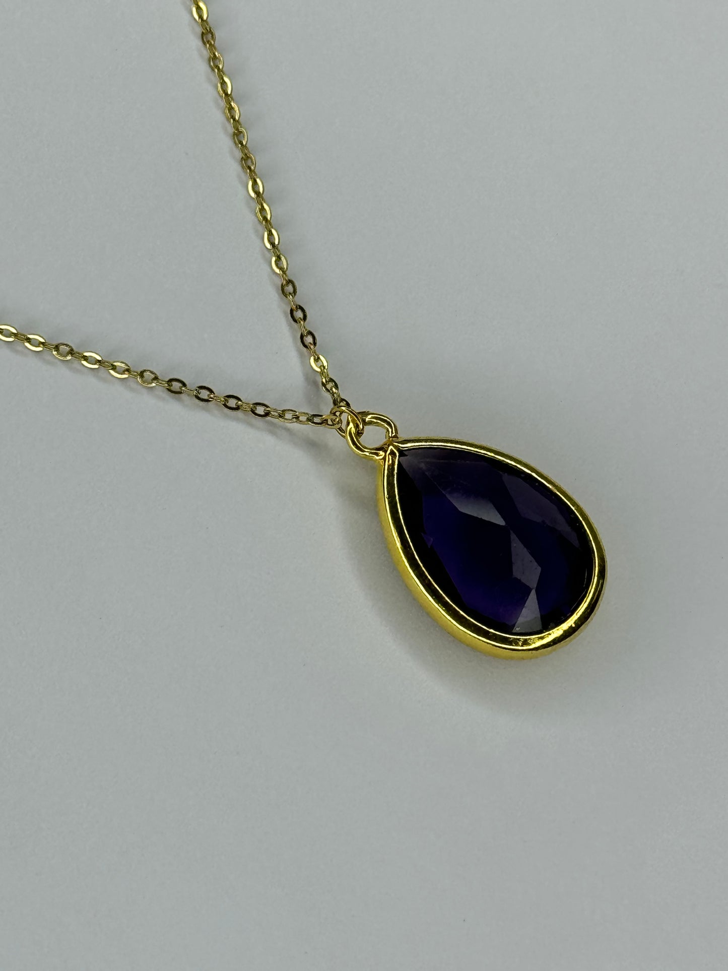 Satellite Gold Necklace with purple Stone Pendant