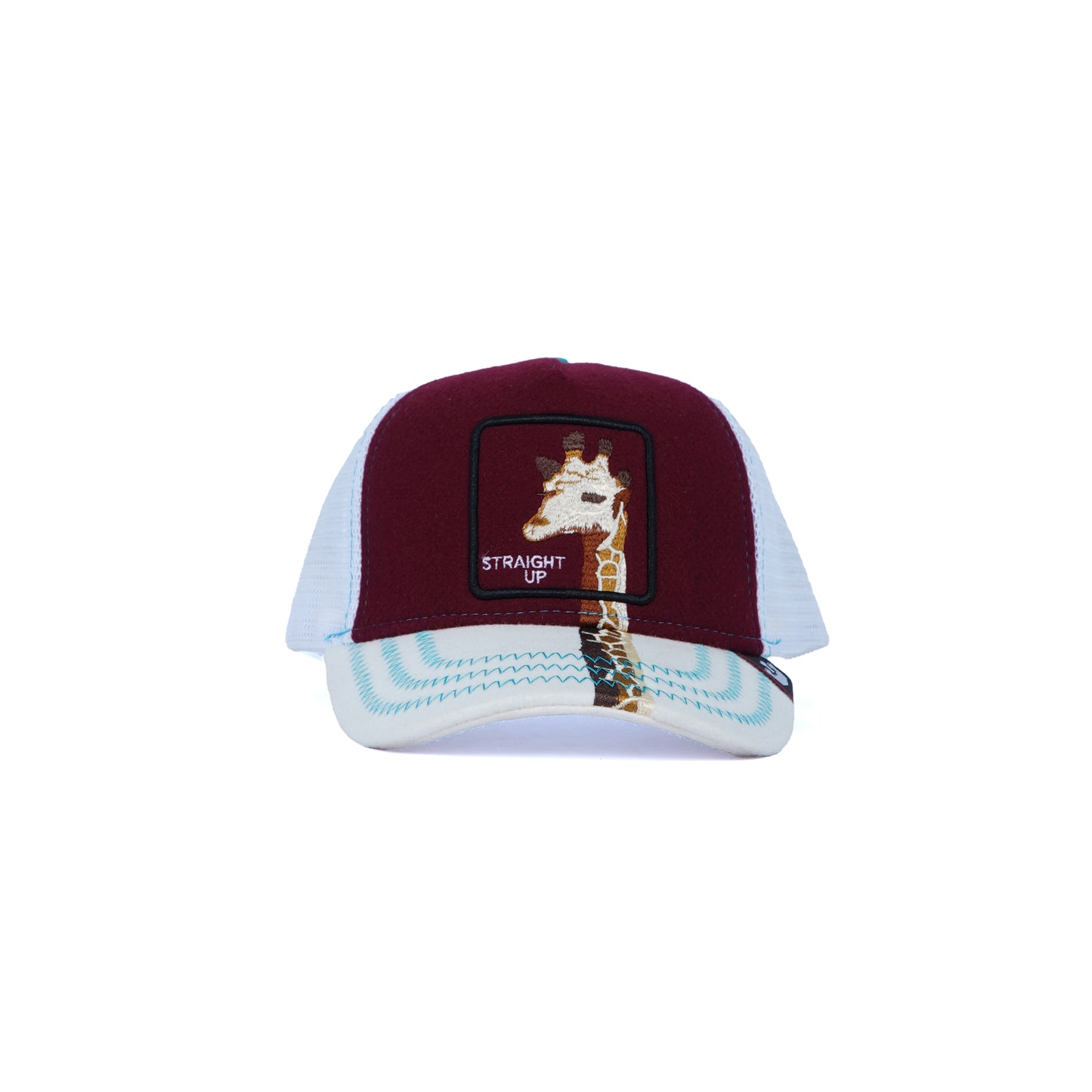 Unisex Mesh Cap with Giraffe (Burgundy, White & Light Blue)