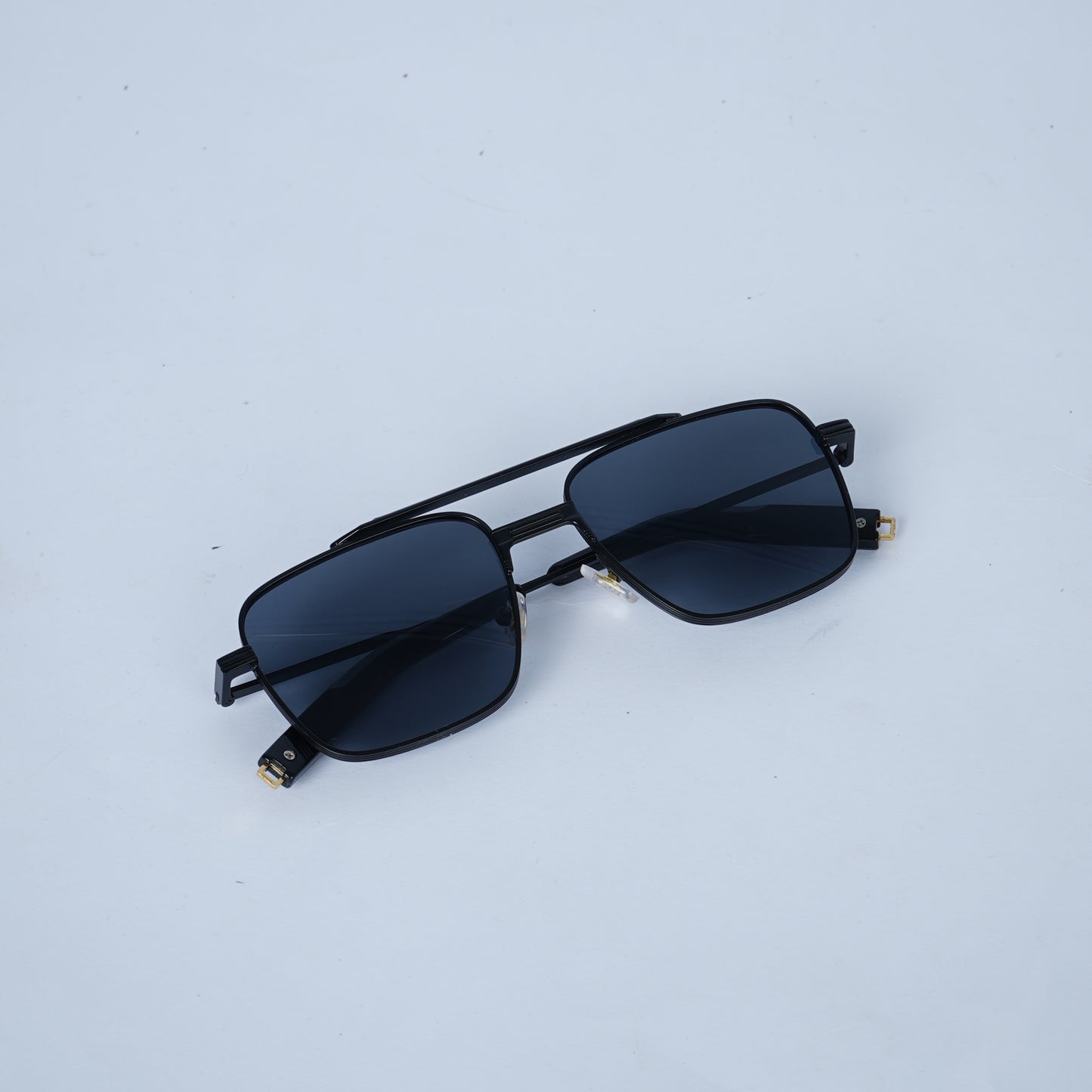 Unisex Black Square Sunglasses with Thin Metal Frame & Smoke Lenses
