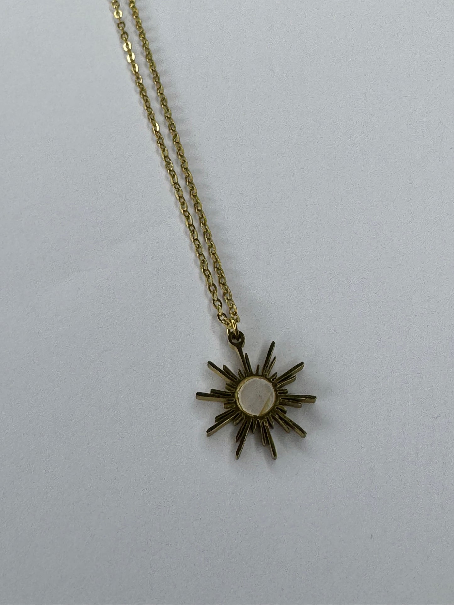 Satellite Gold Necklace with Gold Sun Pendant