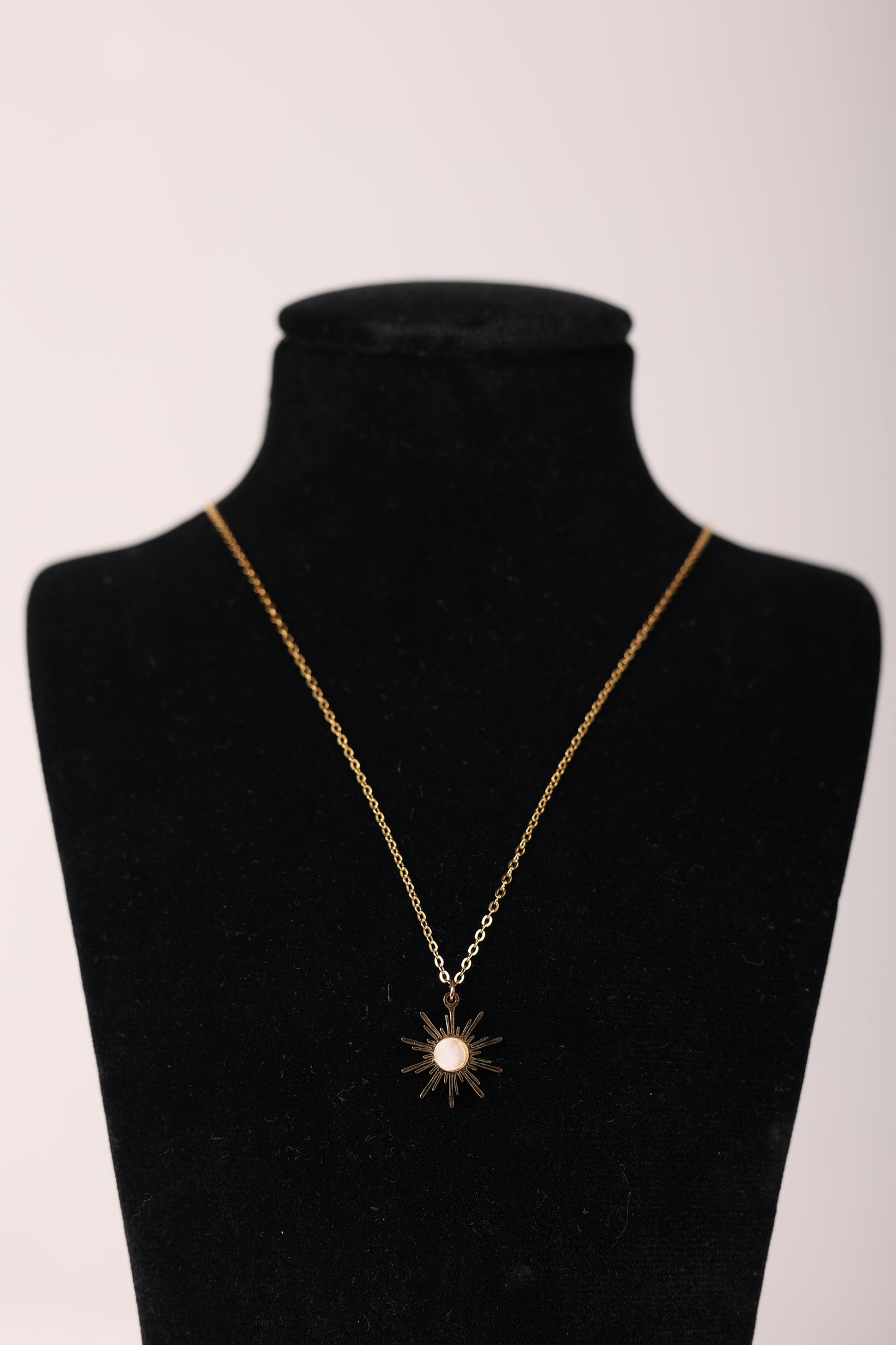 Satellite Gold Necklace with Gold Sun Pendant