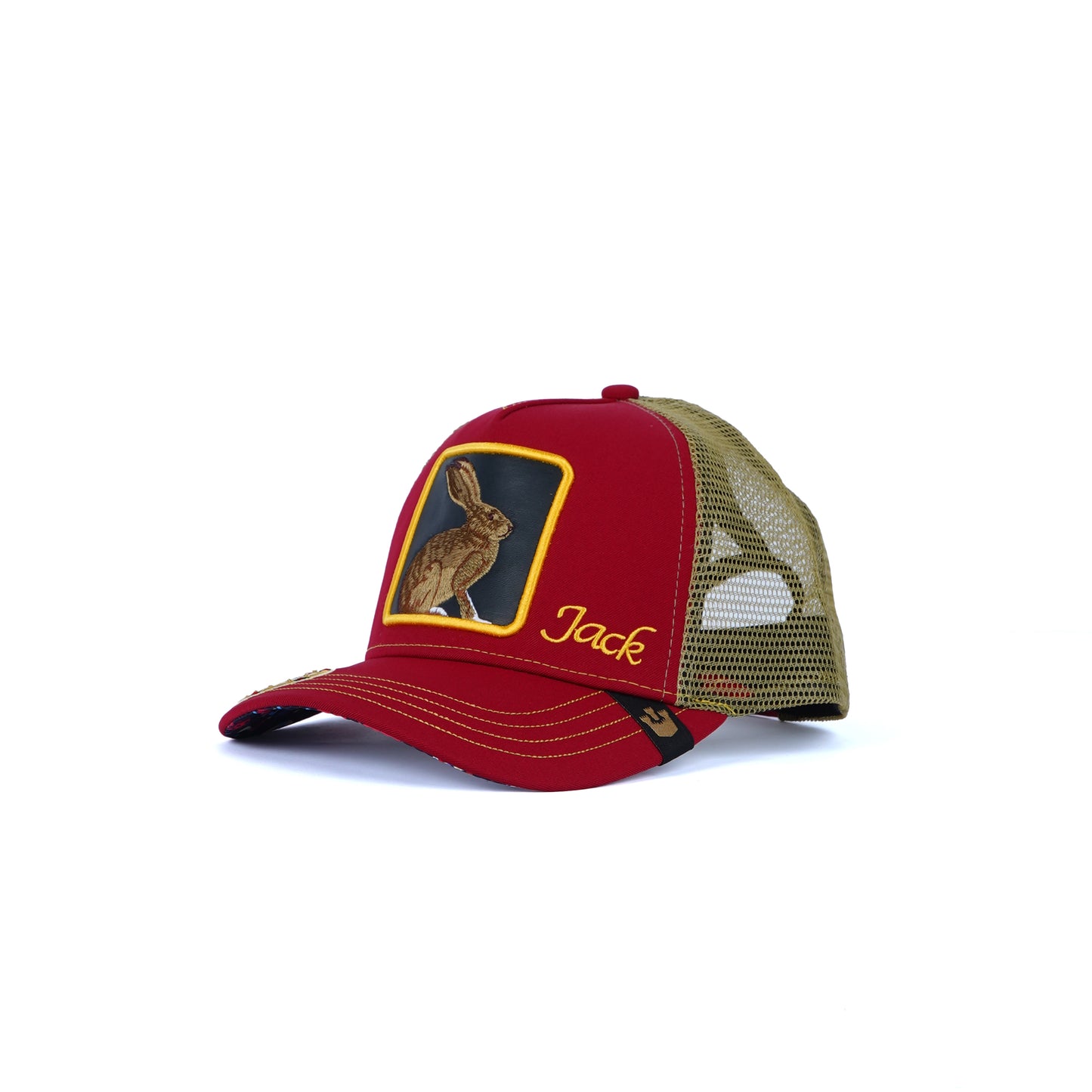 Unisex Mesh Cap with Jack Rabbit (Red / Beige)