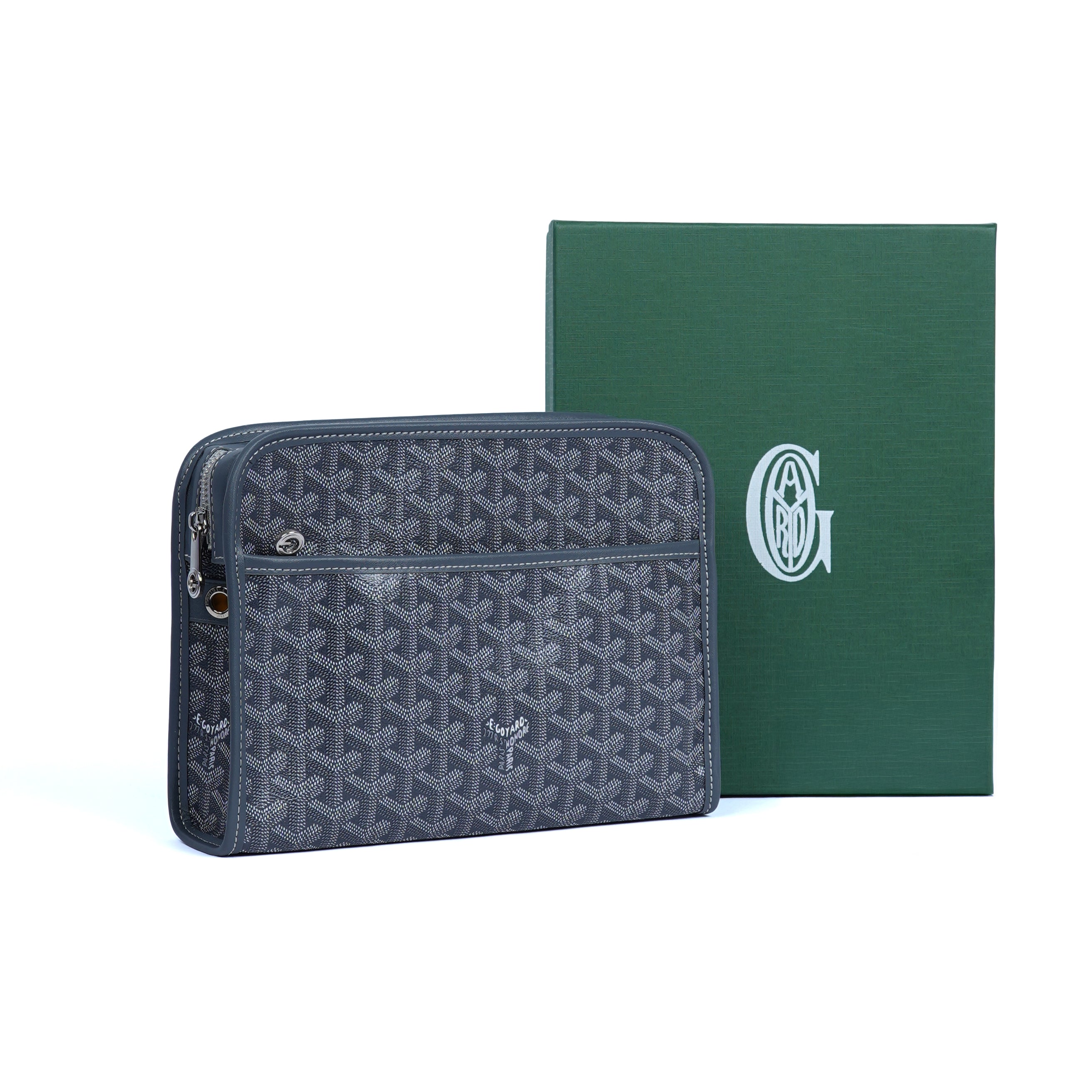 GoYard Gray Leather Clutch Bag