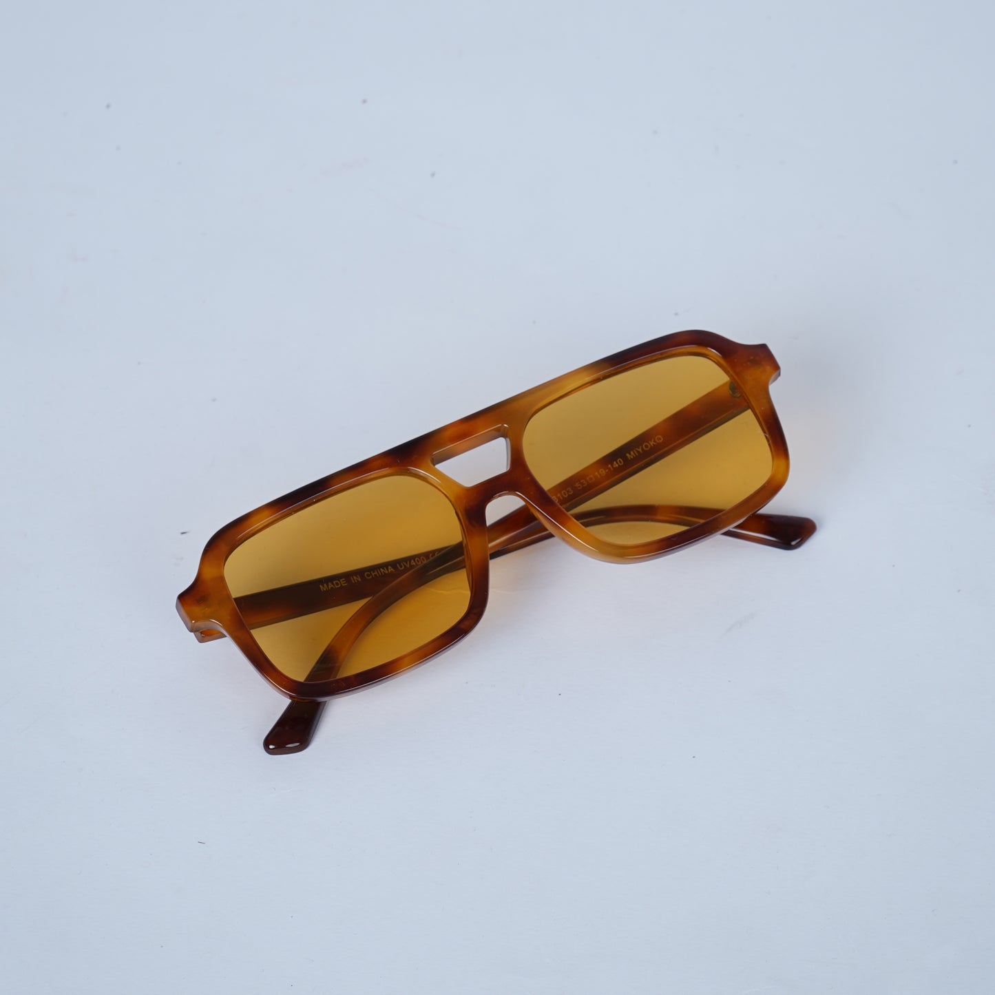 Unisex Brown Marble Square Sunglasses with Amber Lenses & Bold Acetate Frame