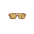 Unisex Brown Marble Square Sunglasses with Amber Lenses & Bold Acetate Frame