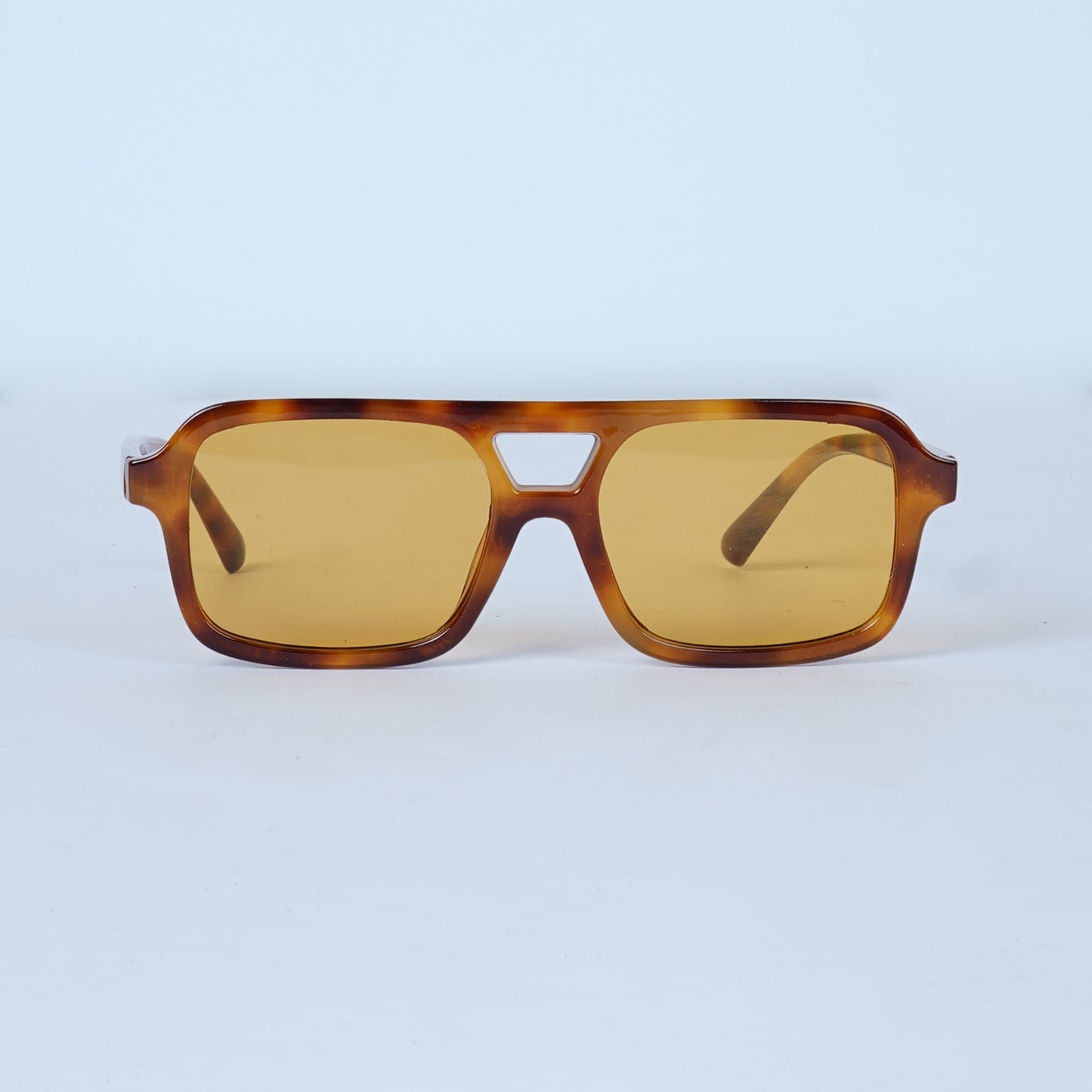 Unisex Brown Marble Square Sunglasses with Amber Lenses & Bold Acetate Frame