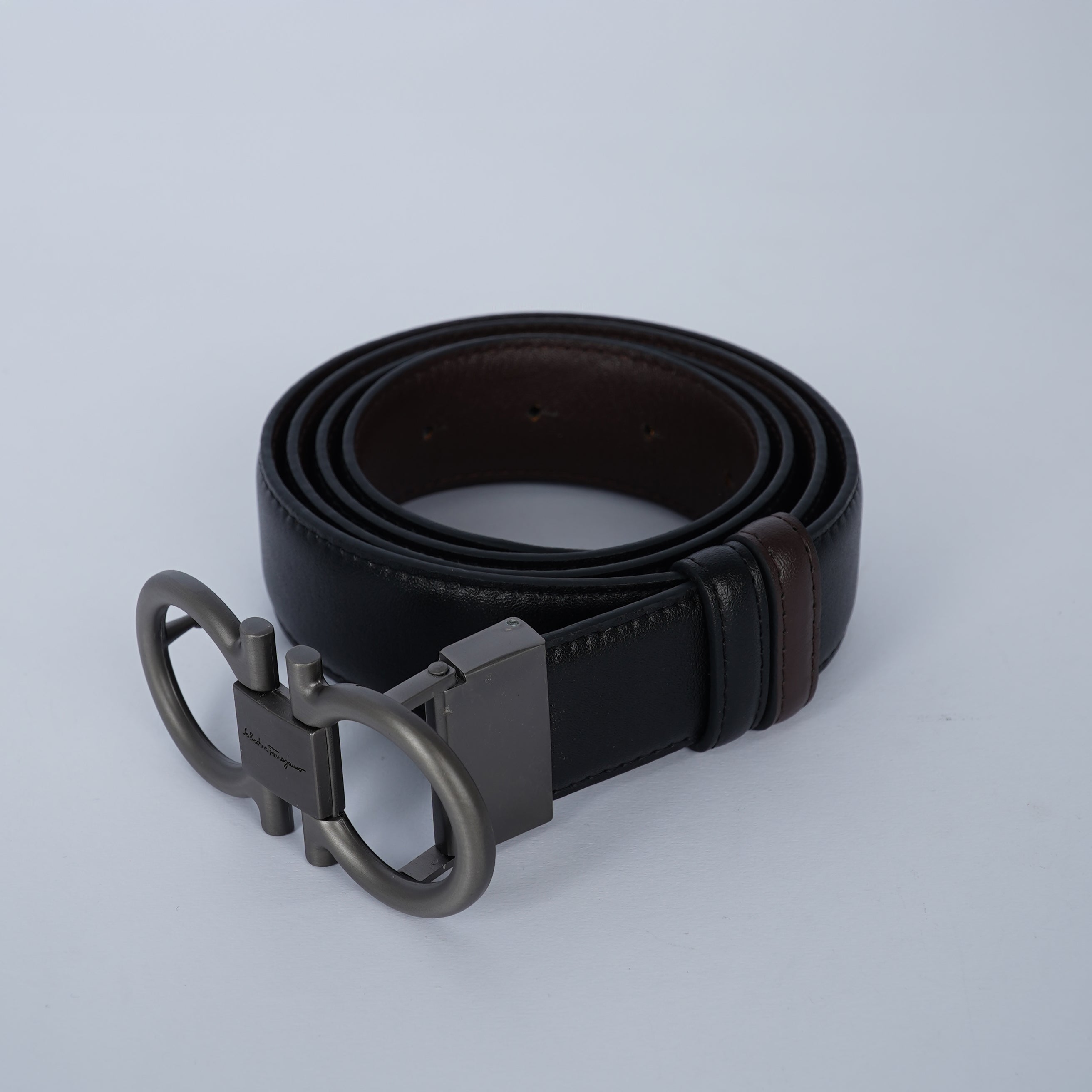 Leather Belt Salvador Ferragamo Double Face ( Black / Brown )