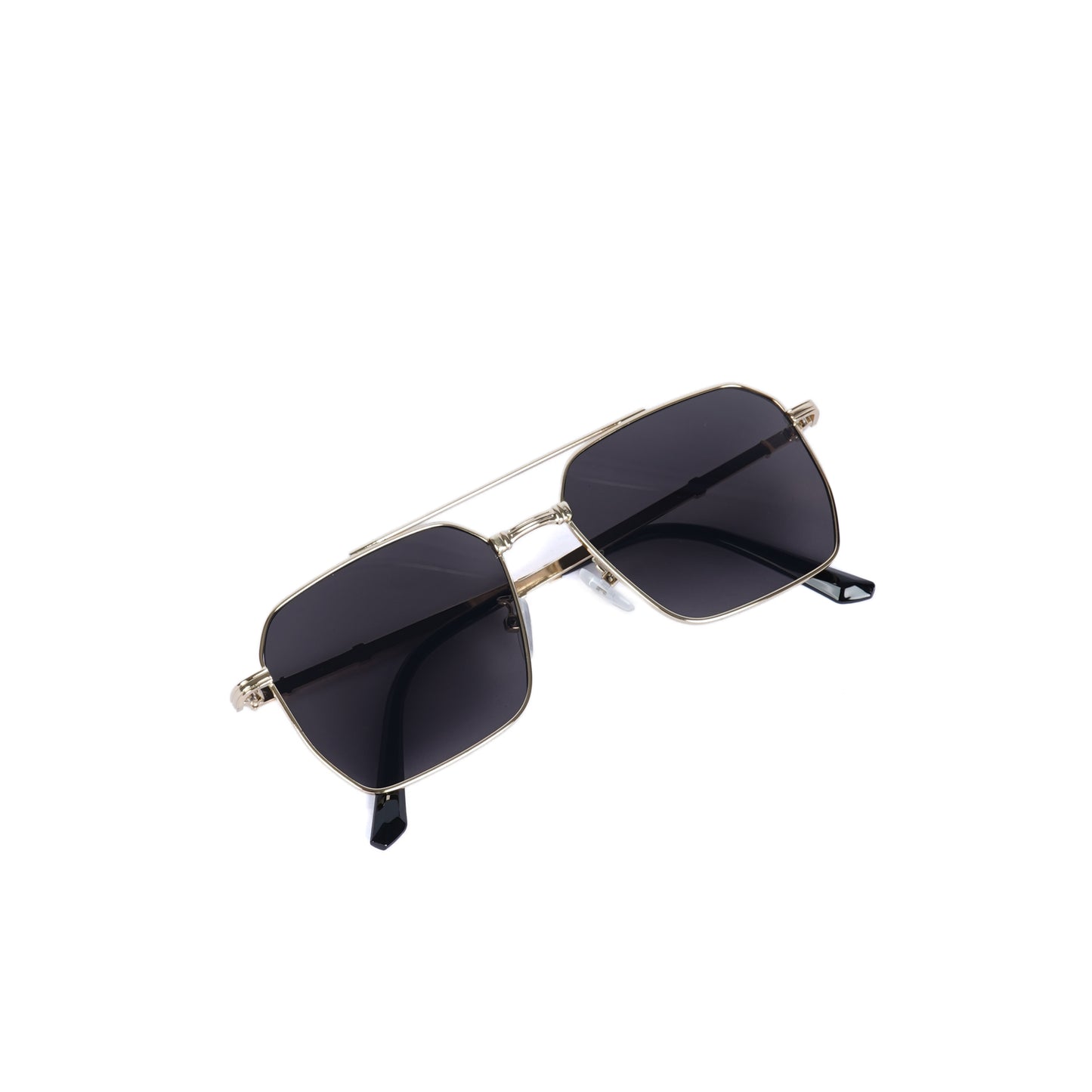 Unisex Black Rectangle With Gold Metal