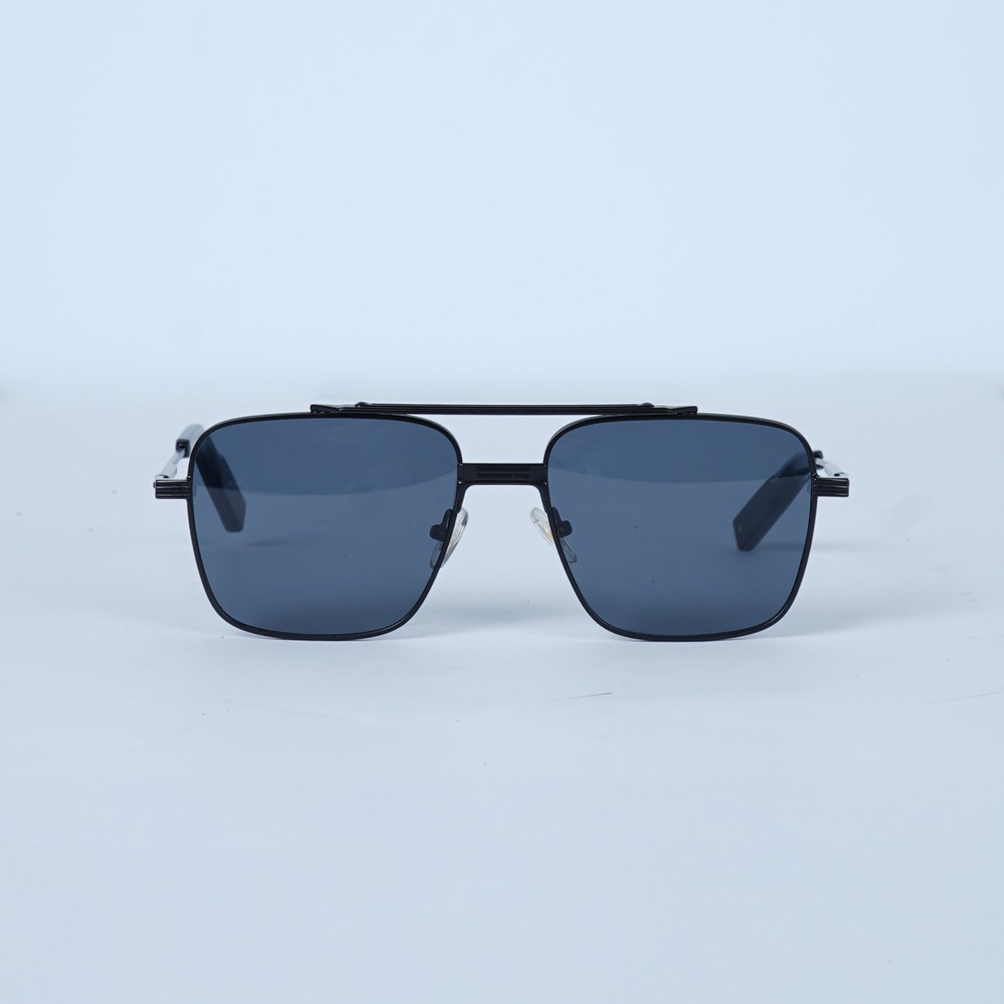 Unisex Black Square Sunglasses with Thin Metal Frame & Smoke Lenses
