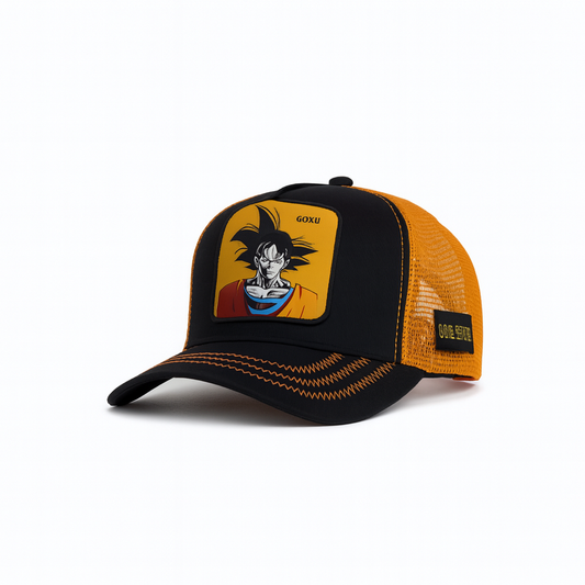 Unisex Mesh Cap with Goku Patch (Black, Yellow & Orange)