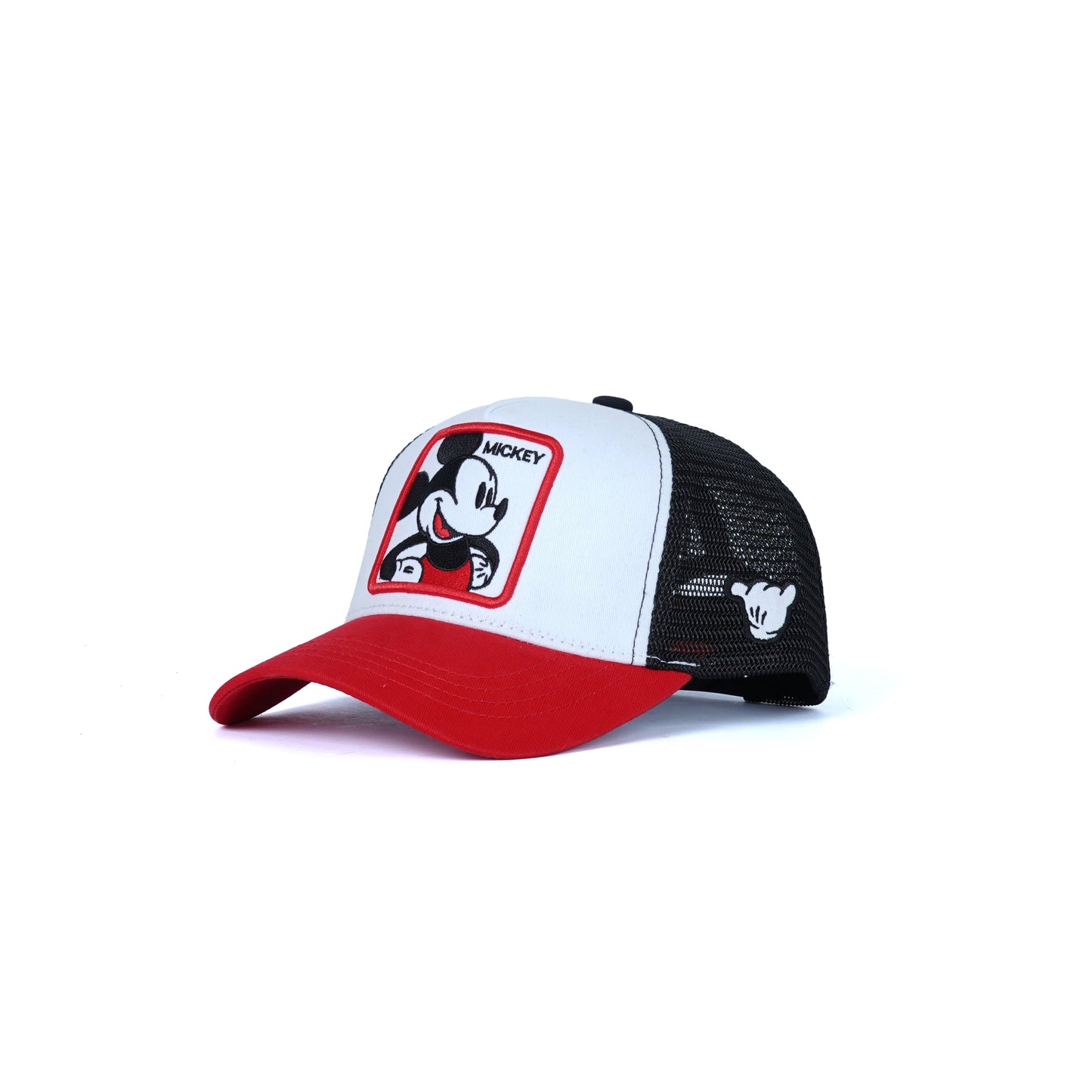 Unisex Mesh Cap with Printed Mickey Mouse (White / Red)
