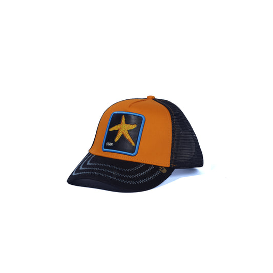 Unisex Mesh Cap With Starfish ( Orange / Black )