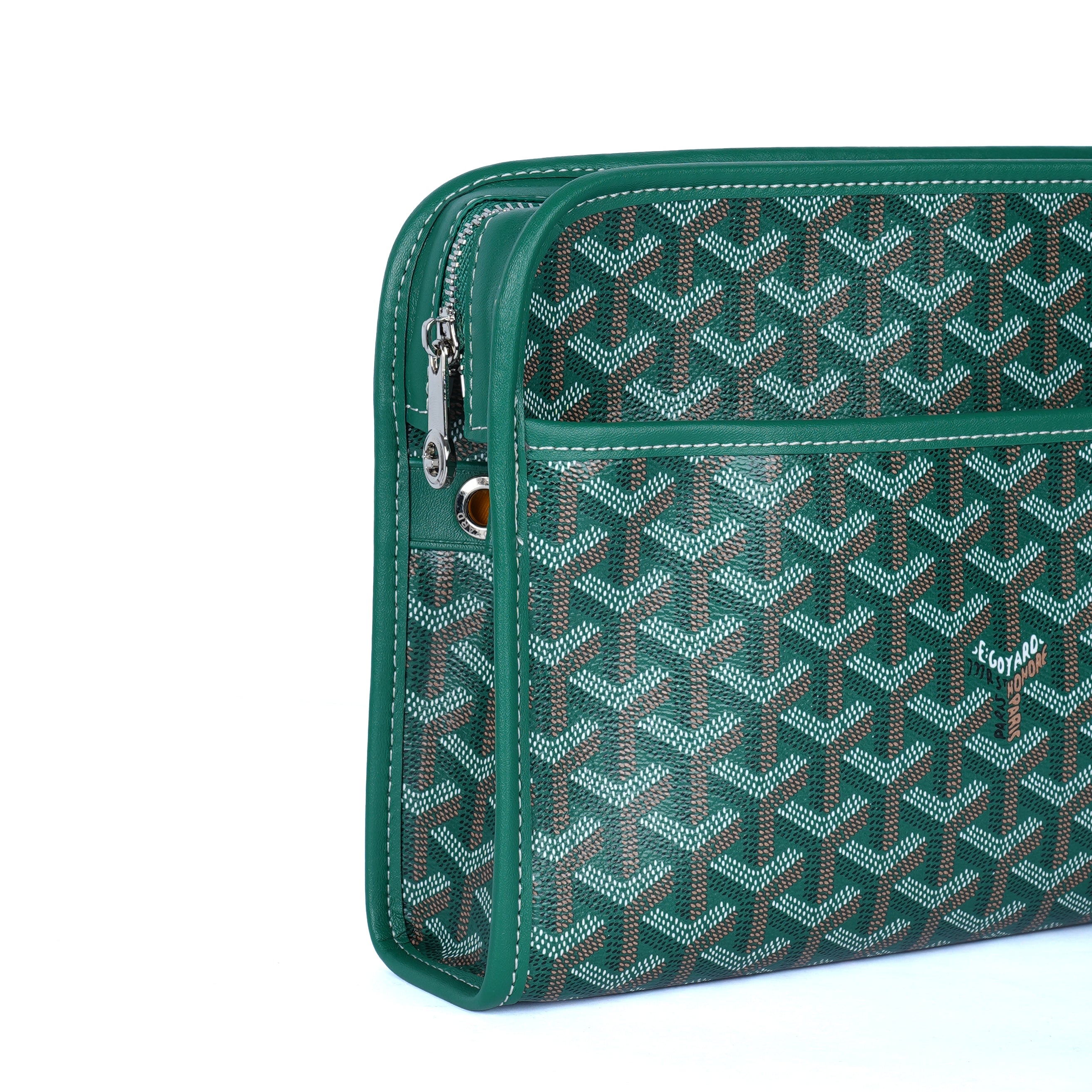 GoYard Green Leather Clutch Bag