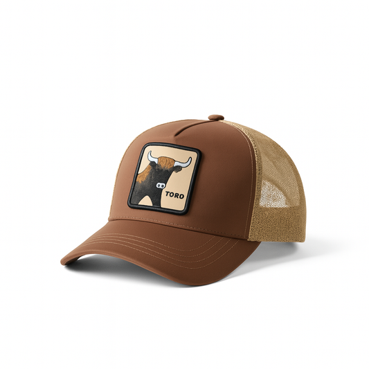 Unisex Mesh Cap with Toro Bull (Brown & Beige)