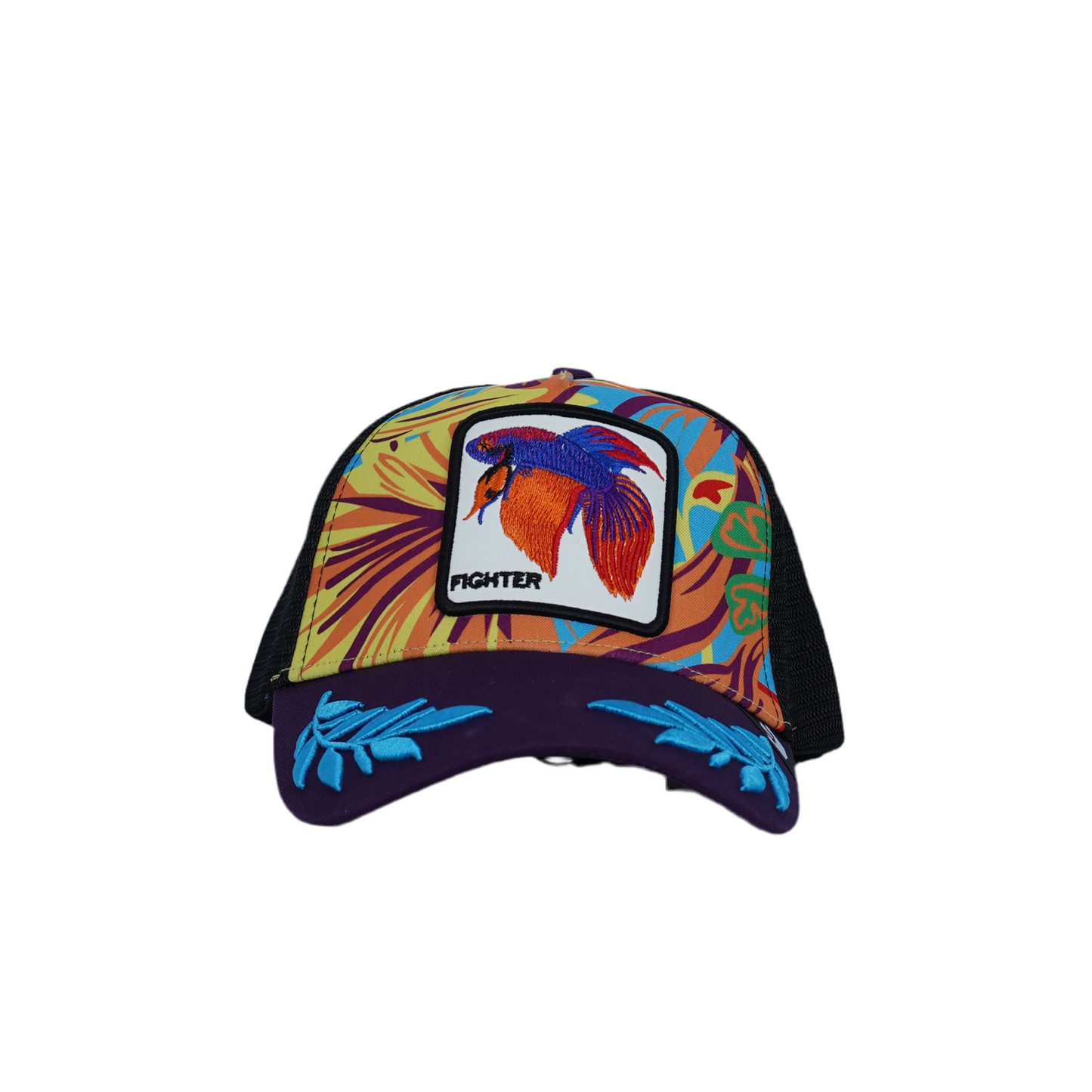 Unisex Mesh Cap With Embroidered Parrot ( Purple / Black )