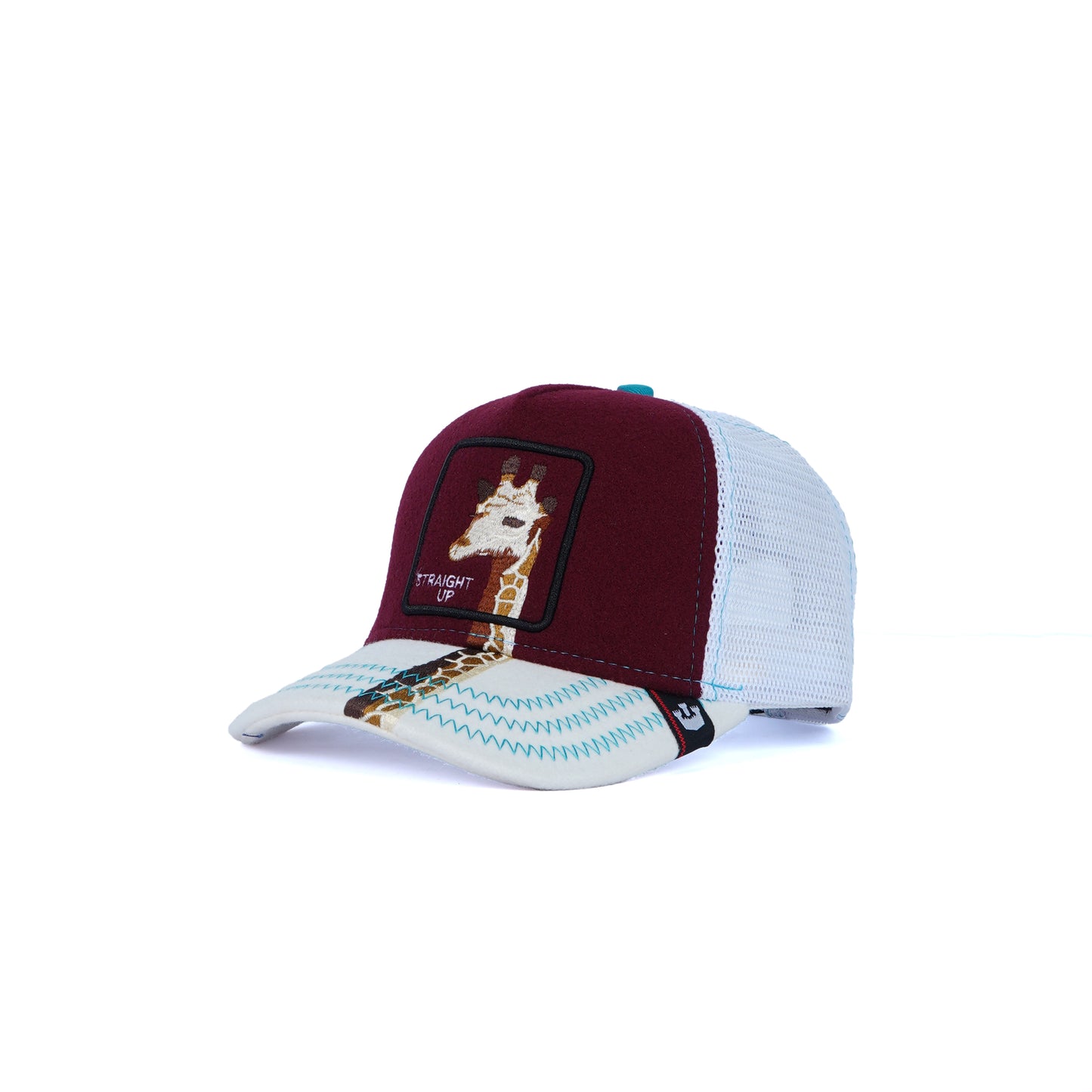 Unisex Mesh Cap with Giraffe (Burgundy, White & Light Blue)