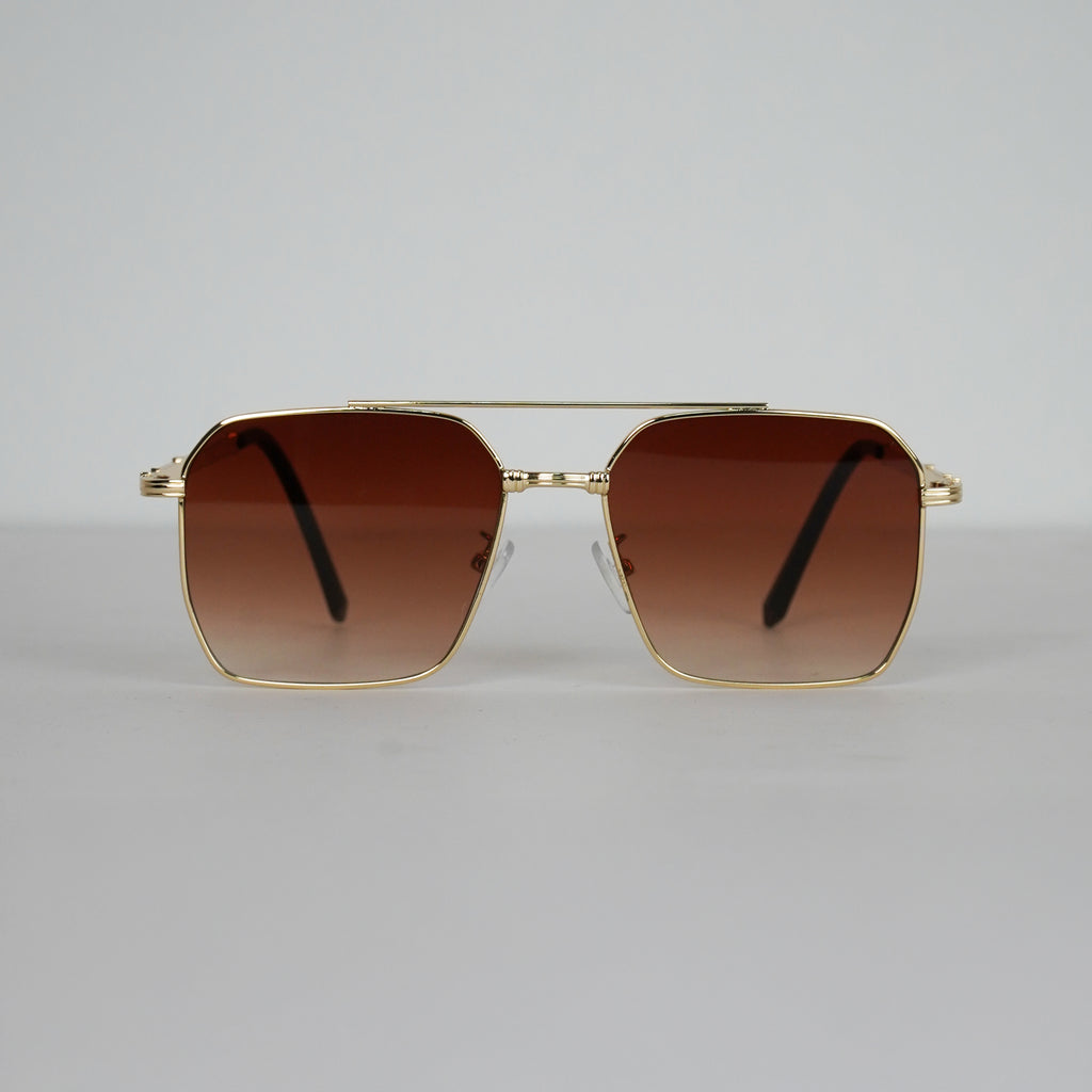 Unisex Black Rectangle With Gold Metal