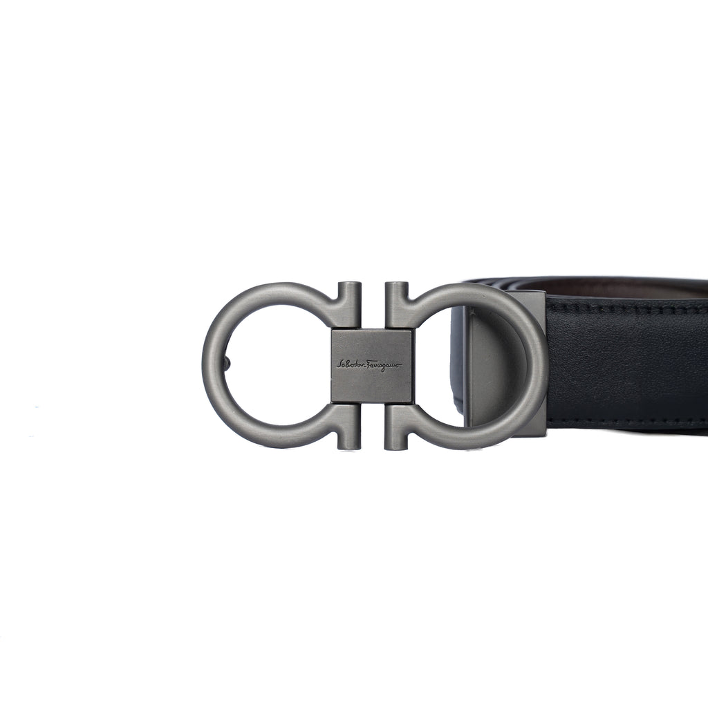 Leather Belt Salvador Ferragamo Double Face ( Black / Brown )