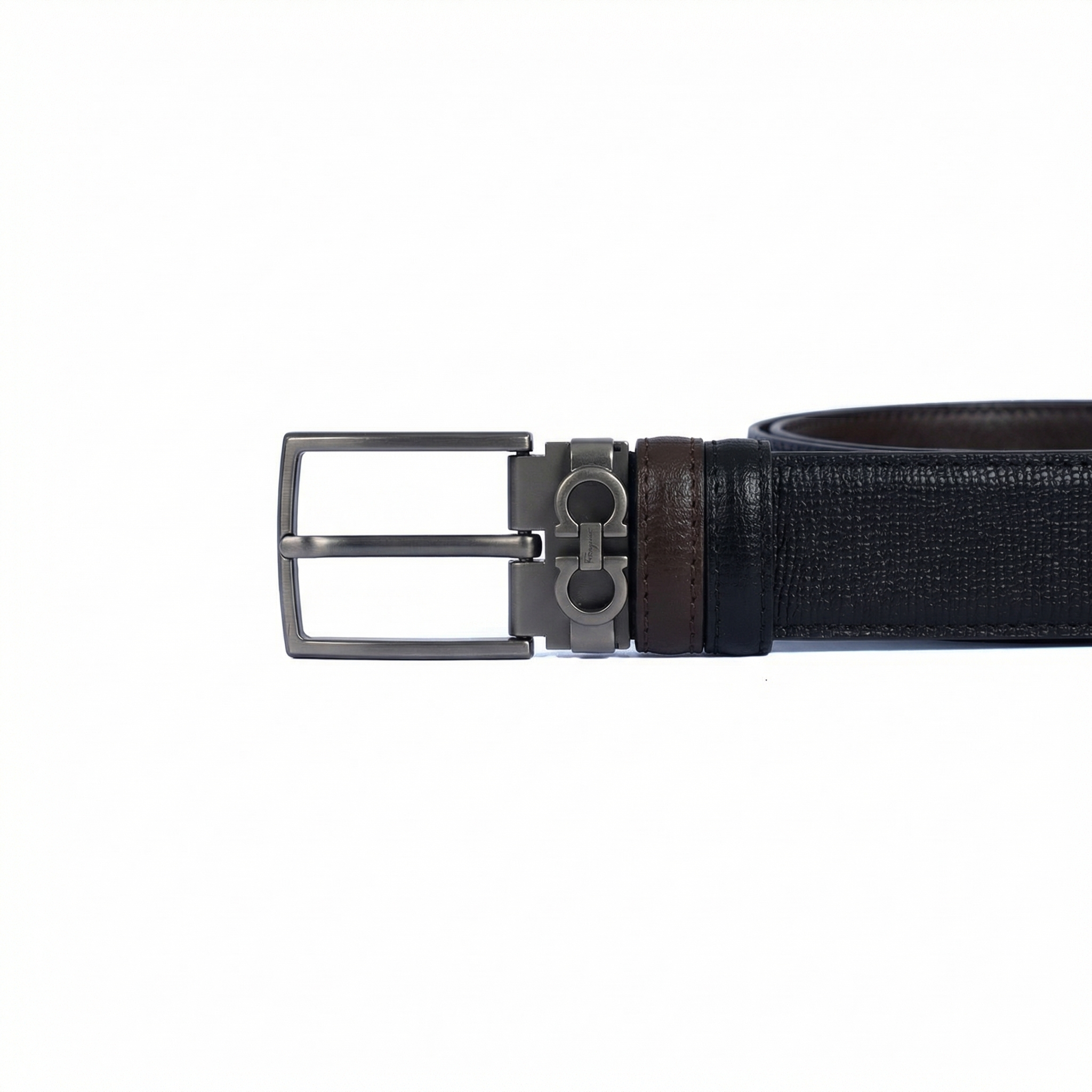 Leather Belt Salvador Ferragamo Double Face ( Black / Brown )
