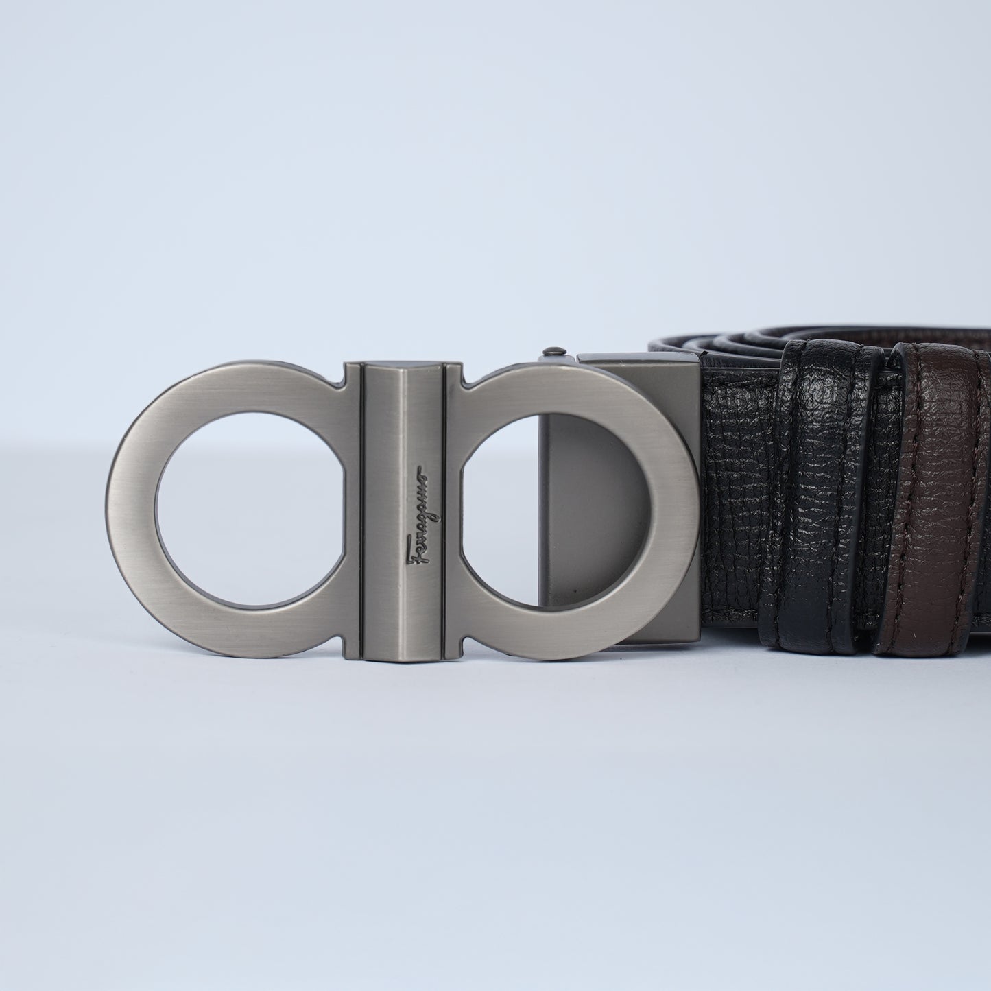 Leather Belt Salvador Ferragamo Double Face ( Black / Brown )