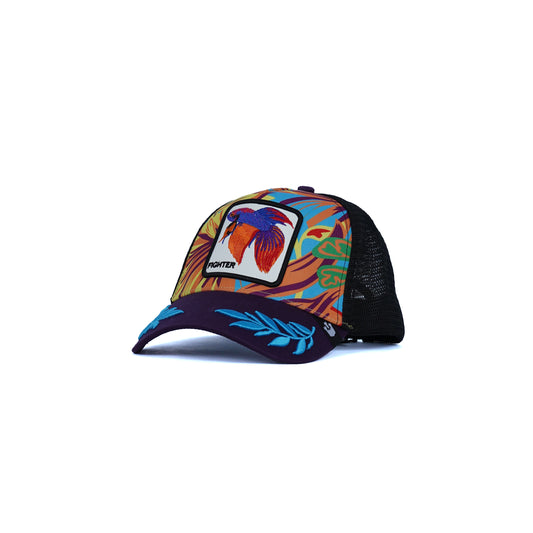Unisex Mesh Cap With Embroidered Parrot ( Purple / Black )