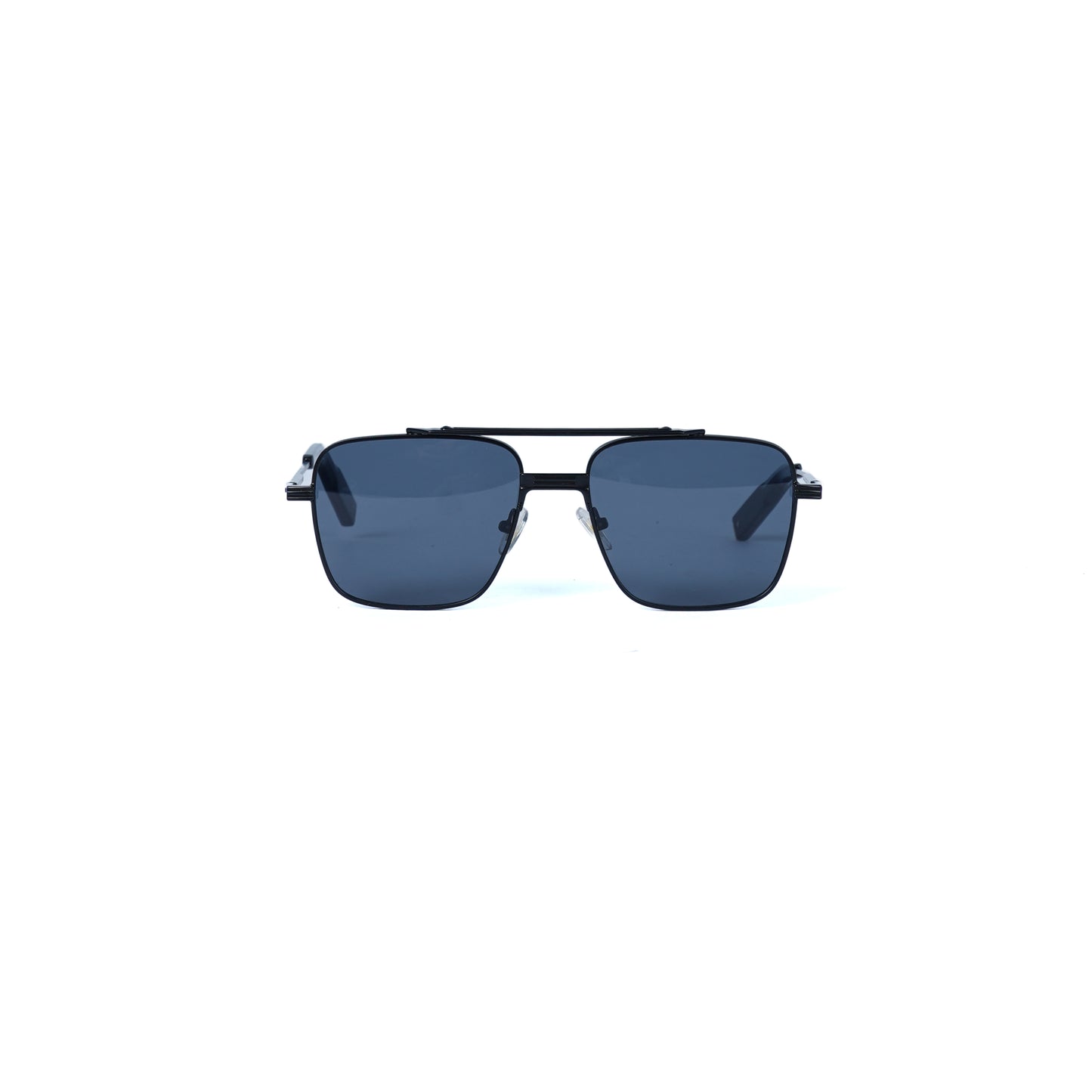 Unisex Black Square Sunglasses with Thin Metal Frame & Smoke Lenses