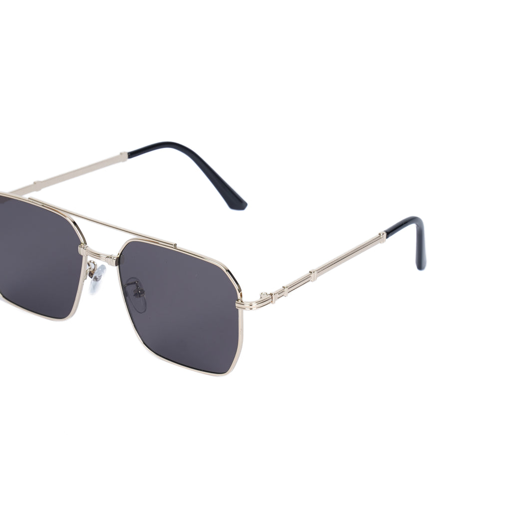 Unisex Black Rectangle With Gold Metal