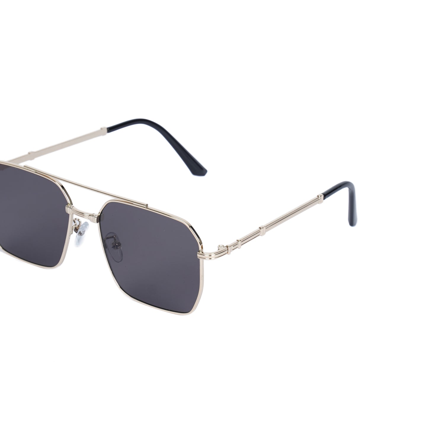 Unisex Black Rectangle With Gold Metal