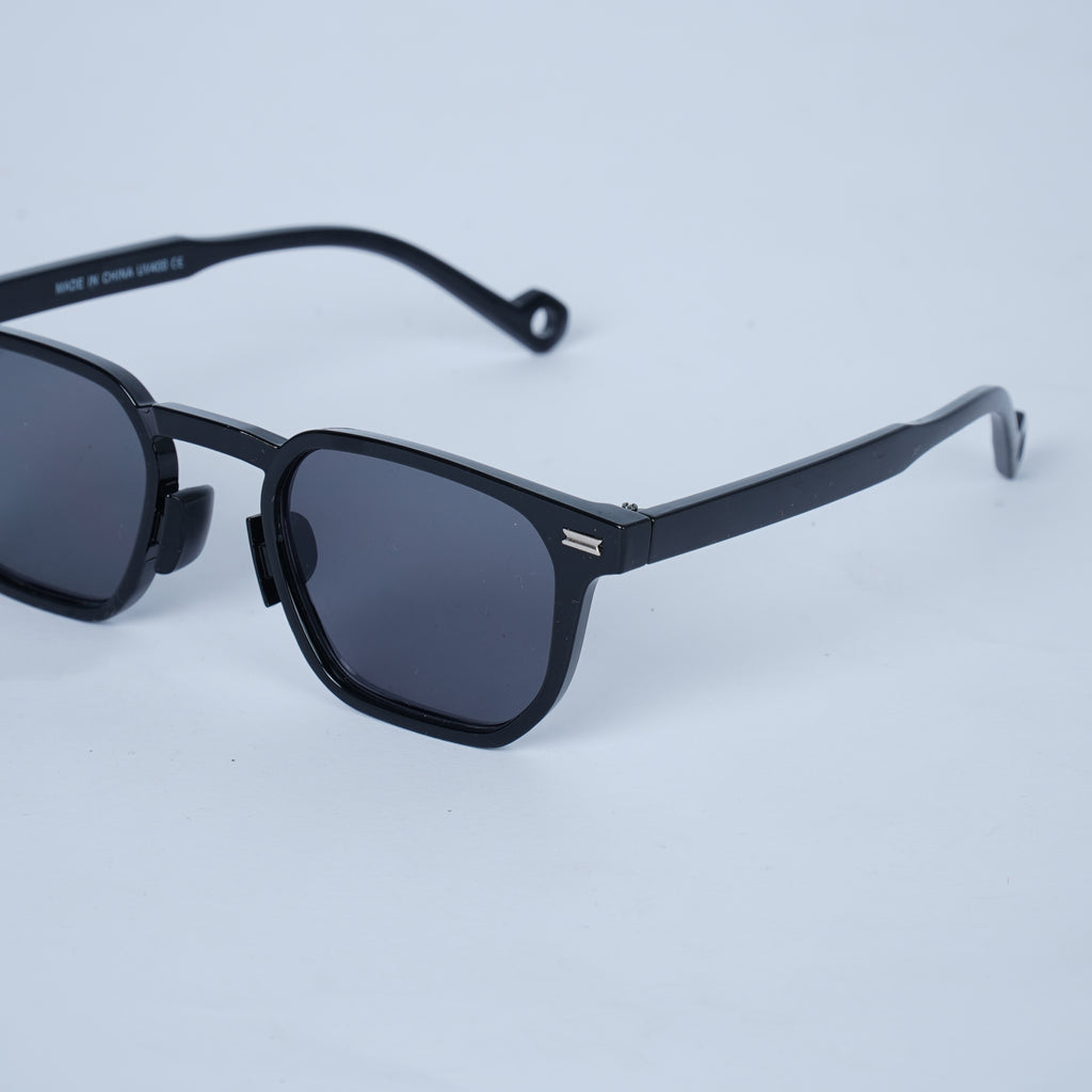Unisex Black Square Sunglasses with Dark Lenses & Matte Black Frame