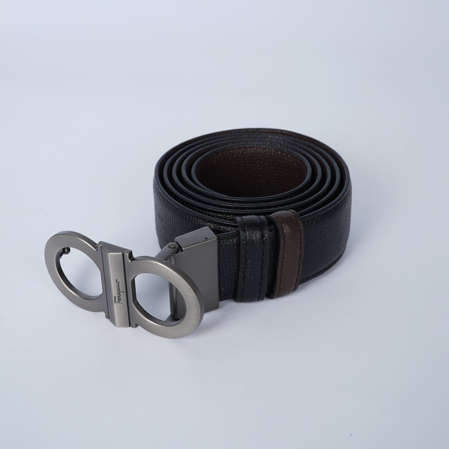 Leather Belt Salvador Ferragamo Double Face ( Black / Brown )