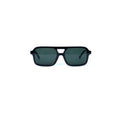 Unisex Black Rectangle Sunglasses with Green Lenses & Solid Frame