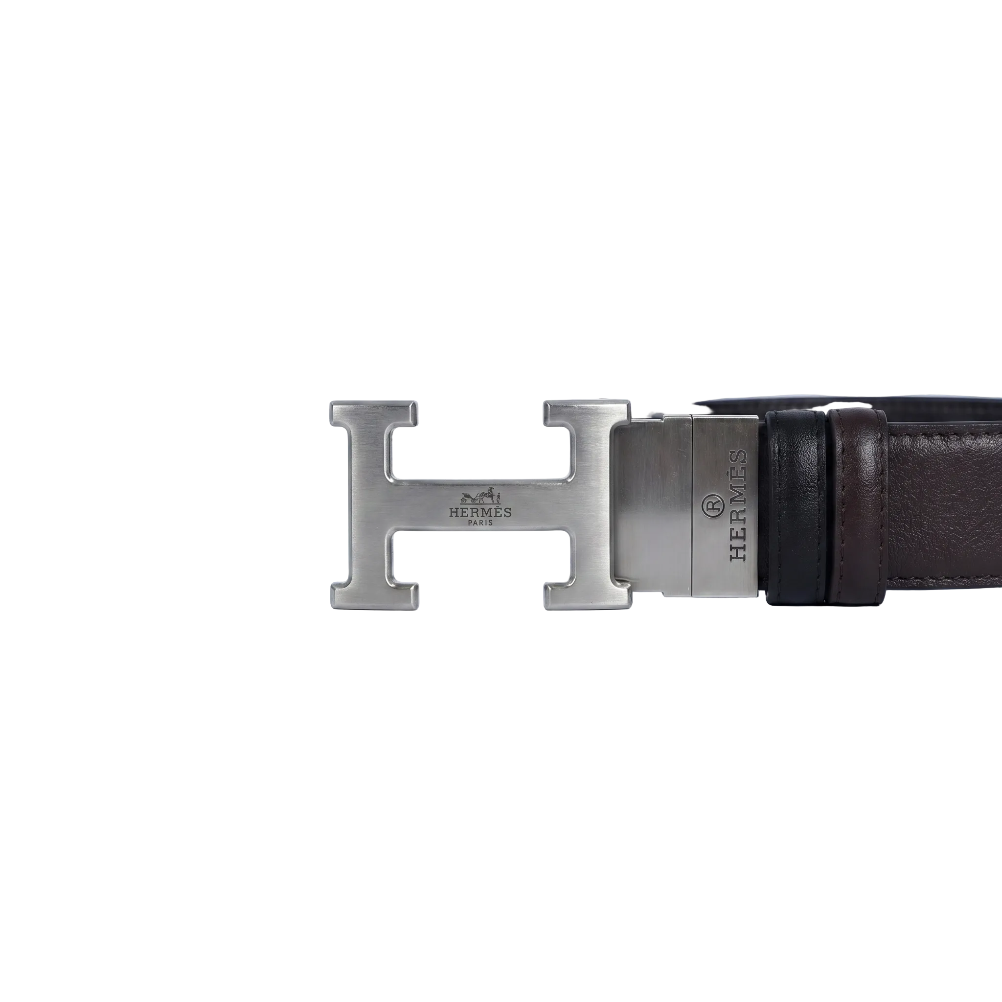 Leather Belt Hermes Double Face  ( Black / Brown )