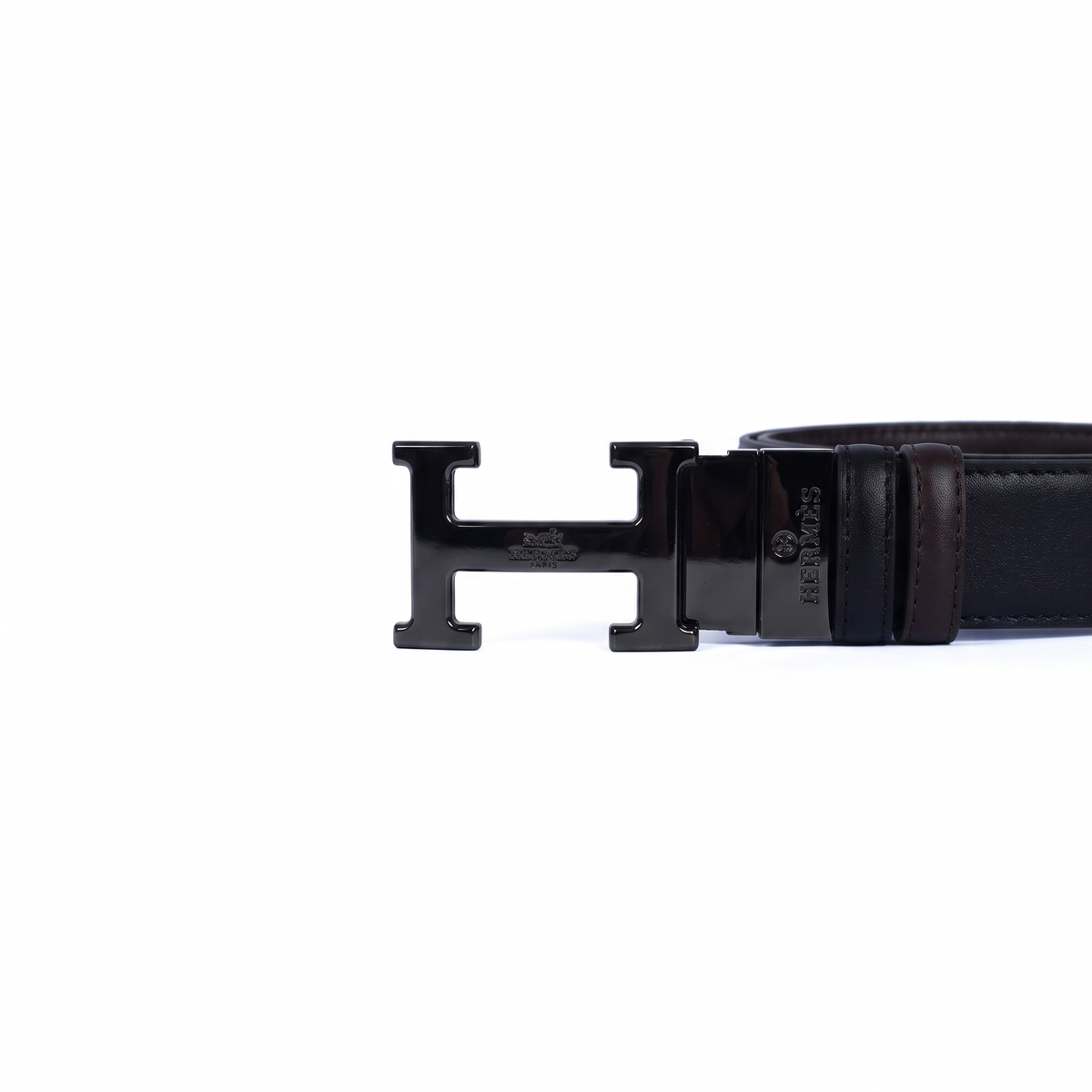 Leather Belt Hermes Double Face  ( Black / Brown )